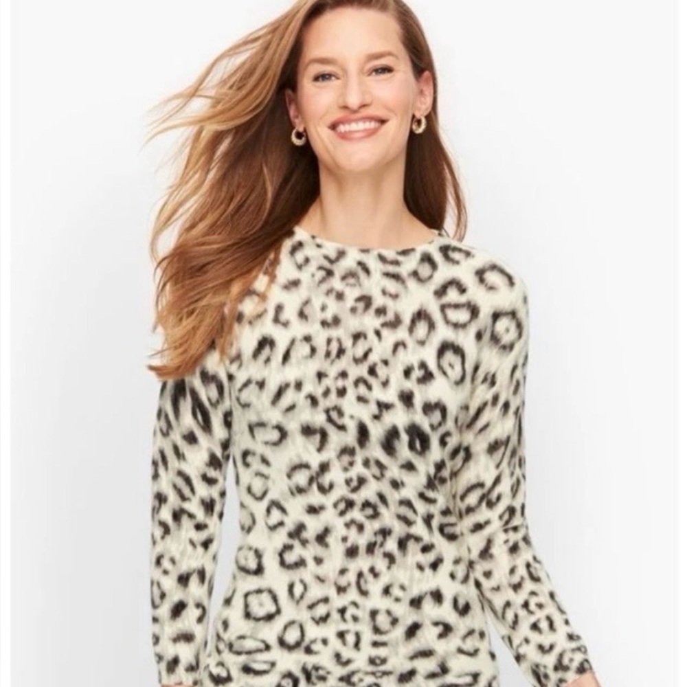 Talbots Cashmere Audrey Sweater Leopard Print - Size S